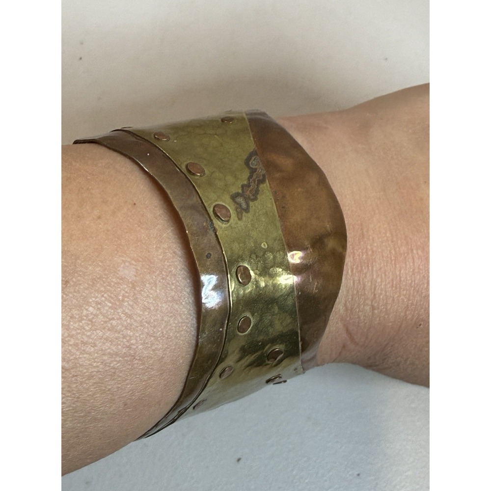 Vintage HandCrafted Estate Jewelry Solid Copper Cuff Bracelet Mid Century Modern